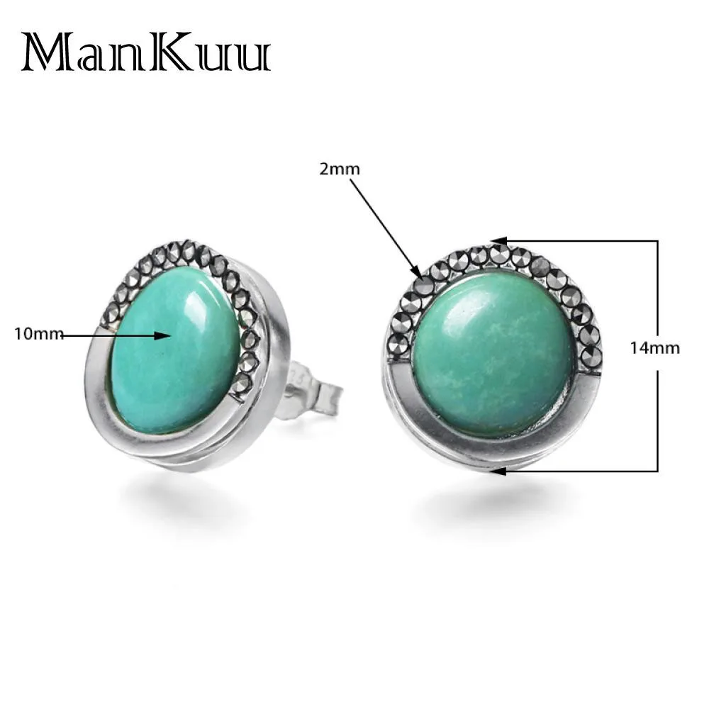 AAA+ Lapis Lazuli/Turquoise/Moonstone Stud Earrings 925 Sterling Silver Luxury Natural Gemstone For Women | Украшения и