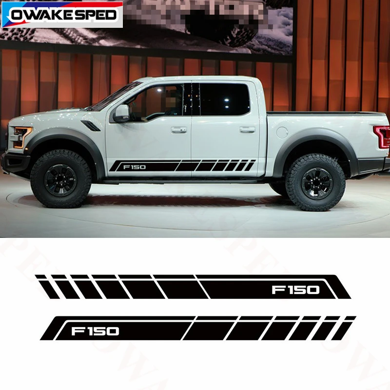 Спортивные полосы наклейки на боковую дверь автомобиля юбку для Ford F 150 Tremor Raptor R