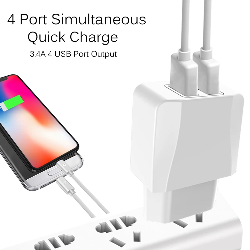 Сетевое зарядное устройство GUSGU с двумя USB портами 5 В/2 1 А|Зарядные устройства для