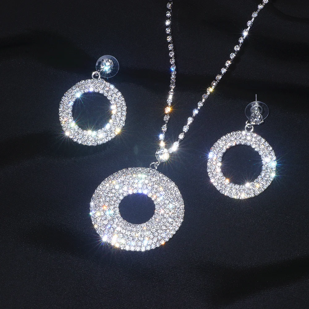 Классические роскошные свадебные ювелирные наборы с кристаллами для женщин