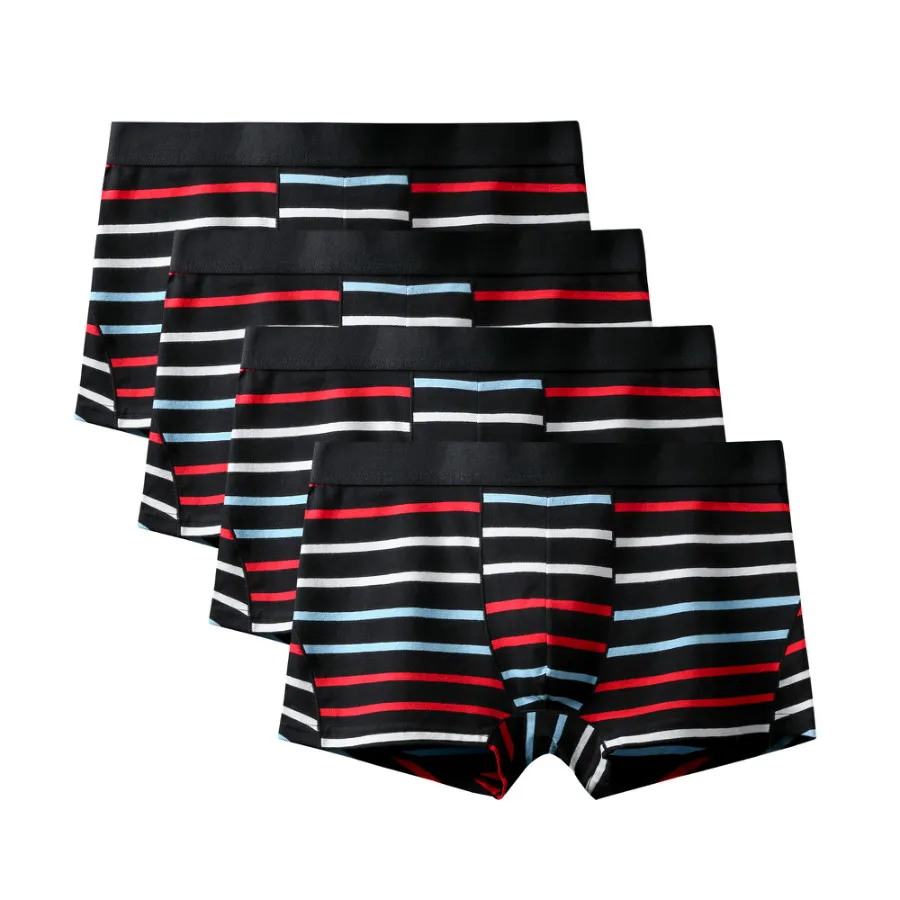 4Pcs A1743 Black 4 шт./партия,, мужские модные сексуальные хлопковые трусы, мужские боксеры, шорты, дышащие, большие размеры, хлопковое нижнее белье, мужское нижнее белье - Цвет: 4Pcs A1743 Black