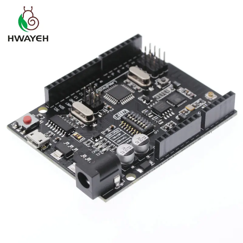 HWAYEH UNO R3 + WiFi ATmega328P ESP8266 (память 32 Мб) Φ CH340G для Arduino Uno NodeMCU WeMos Новое