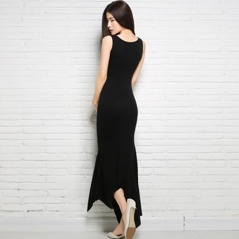 Женское стильное платье макси 2018 Осеннее однотонное облегающее трикотажное