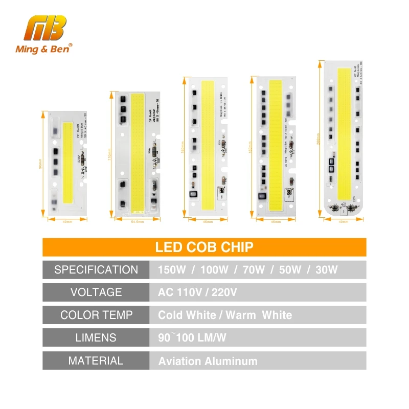 Smart IC светодиодный COB чип лампа 30 Вт 50 Вт 70 Вт 100 Вт 150 Вт 220 В 110 В IP65 Smart IC для DIY светодиодный прожектор холодный теплый белый наружное освещение