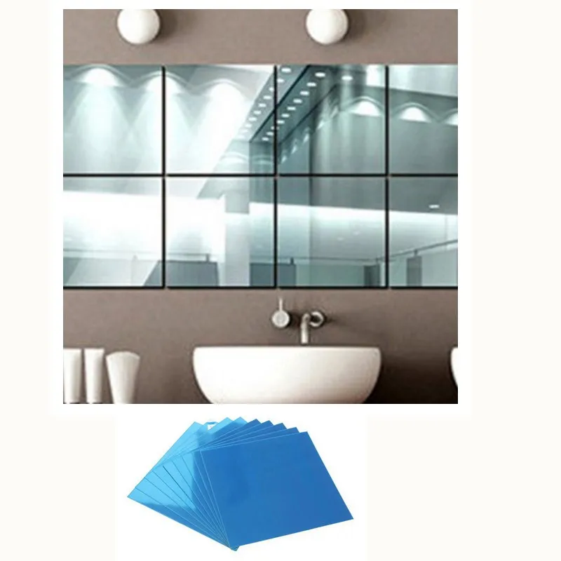9 шт./лот декоративные квадратные зеркальные настенные наклейки для дома