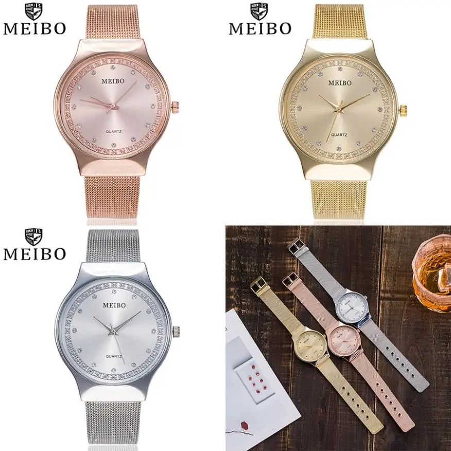 

MEIBO Women's Watches Ladies Casual Quartz Stainless Steel New St rap Watch Analog Wrist Watch Female Clock relogio feminino A2