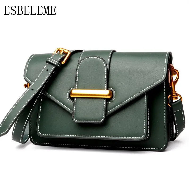 ESBELEME модная женская откидная сумка для женщин из натуральной кожи на одно плечо