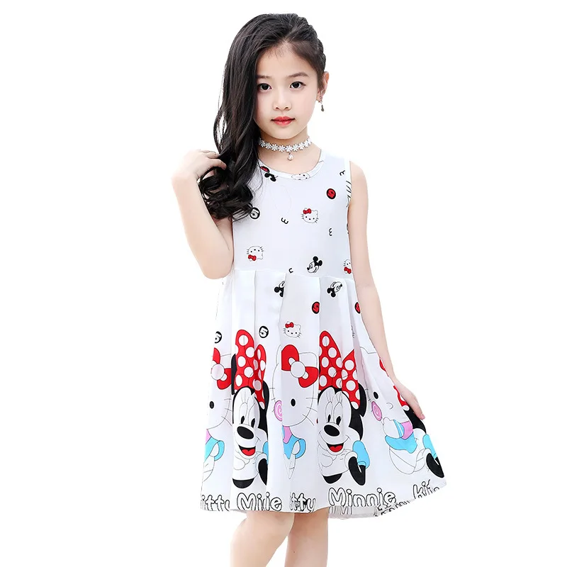 Disney princess Children's summer nightdress Minnie cotton dress cartoon robes sleepwear girl home clothing Mickey mouse pajama