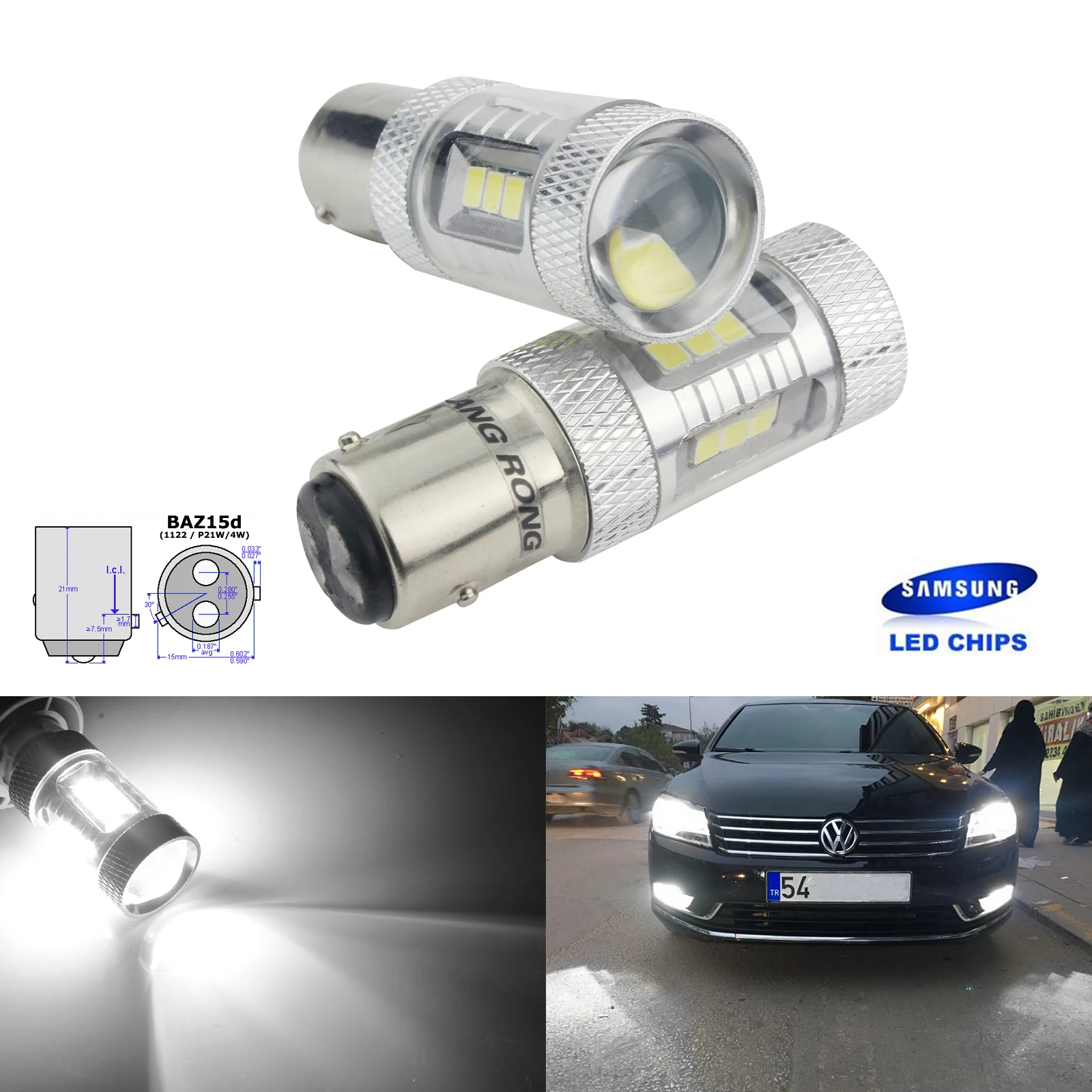 ANGRONG 2x BAZ15d 566 P21/4 Вт SAMSUNG светодиодный фонарь бокового свечения индикатор противотуманного хвоста дальнего света 15 Вт
