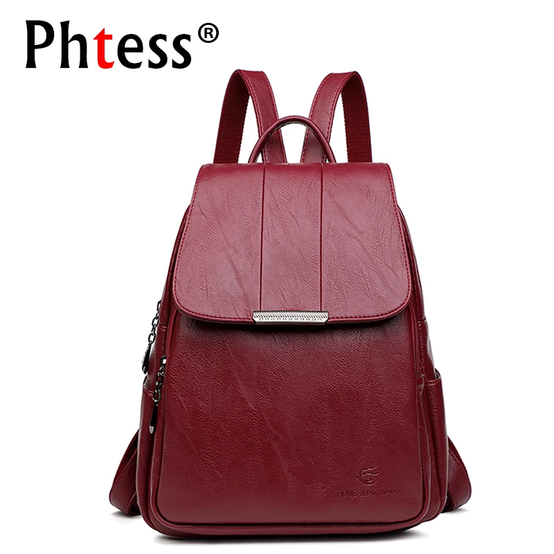 

Women Leather Backpacks High Quality 2019 Female Vintage Backpack Travel Shoulder Bag Mochilas Feminina School Bags For Girls