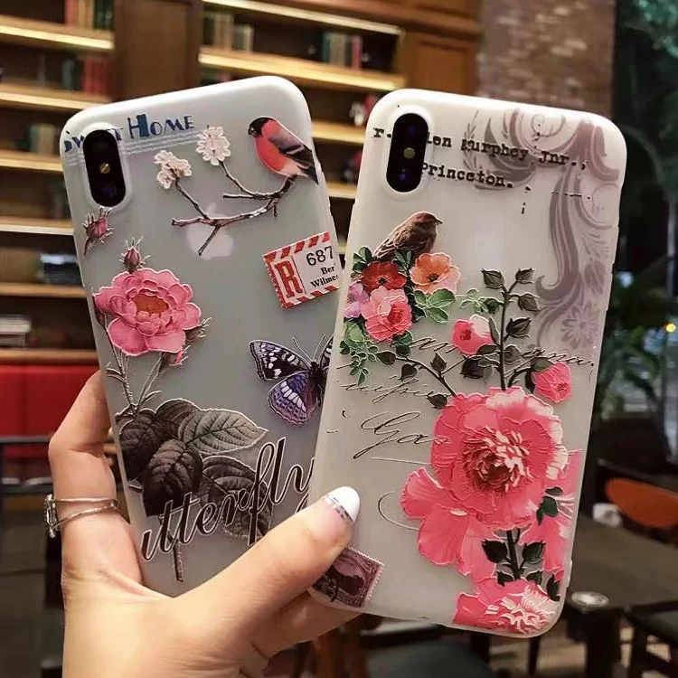 Чехол Gimfun для телефона в стиле ретро с объемными цветами IPhone 7 8 6s 6 Plus мягкий чехол