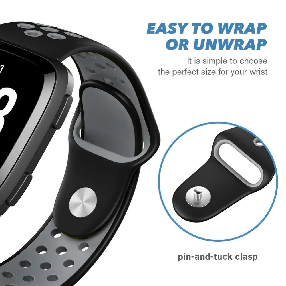 23 мм силиконовый ремешок для часов, ремешки для Fitbit Versa, дышащие сменные, легко подходят, ремешки для Fitbit Versa, Смарт-часы