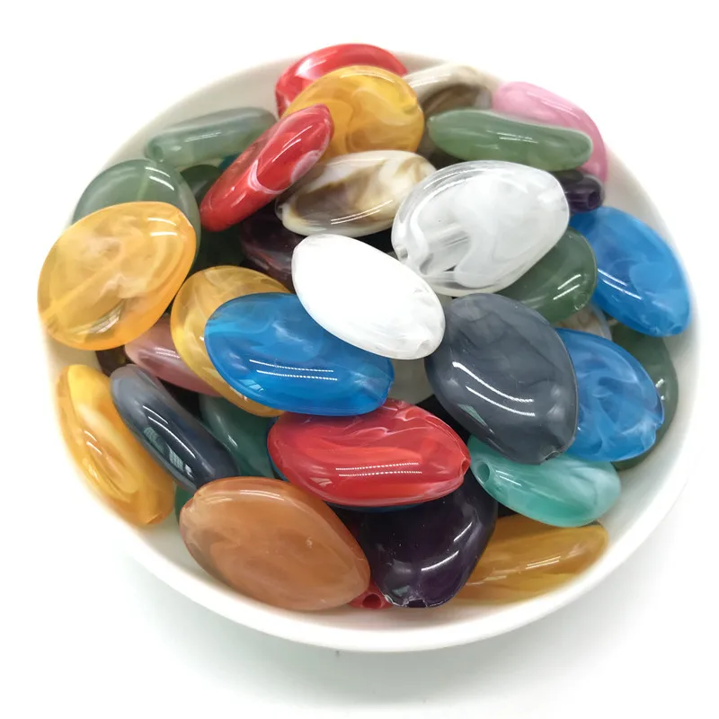 10pcs 18x25mm imitation natural goose soft stone oval acrylic beads For Jewelry Making DIY bracelet necklace - Цвет: 17