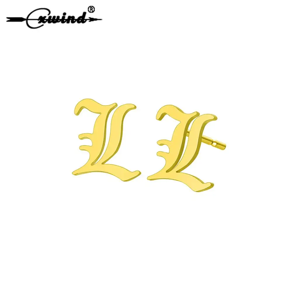 

Cxwind New Fashion Letter Stud Earrings for Women Geometric Letters L Earrings For Party Wedding Gift Wholesale Ear Jewelry