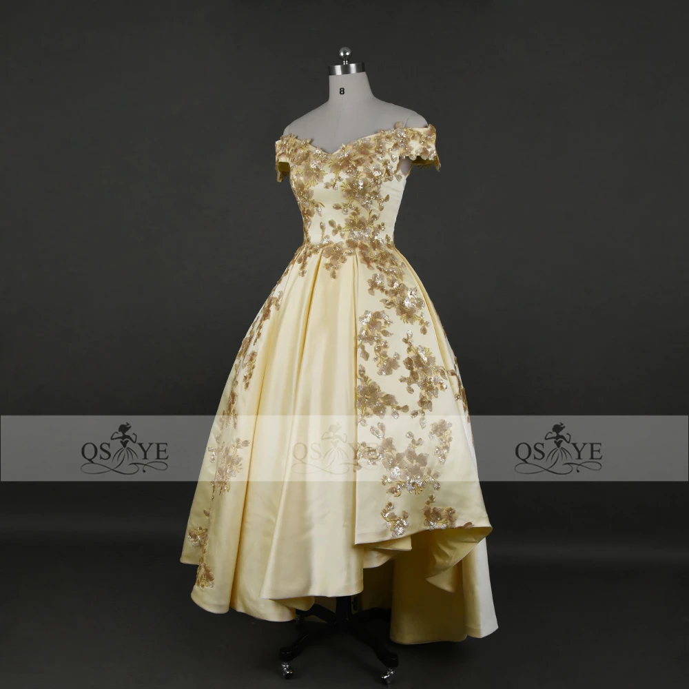 Блестящее Золотое длинное платье для выпускного вечера 2017 бальное арабское