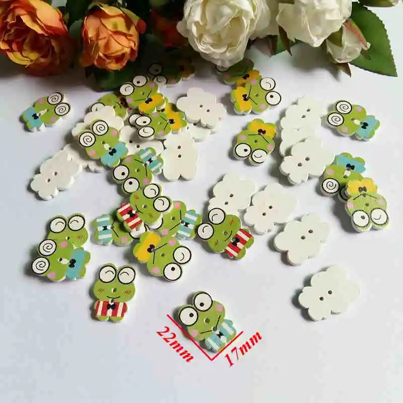 50 шт. деревянные пуговицы в виде лягушки для рукоделия шитья скрапбукинга