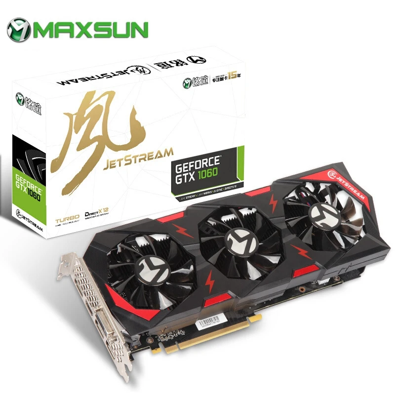 Видеокарта MAXSUN NVIDIA GeForce JetStream GTX1060 6 ГБ GPU GDDR5 192 бит PCI E Express3.0 VR готовая к ПК