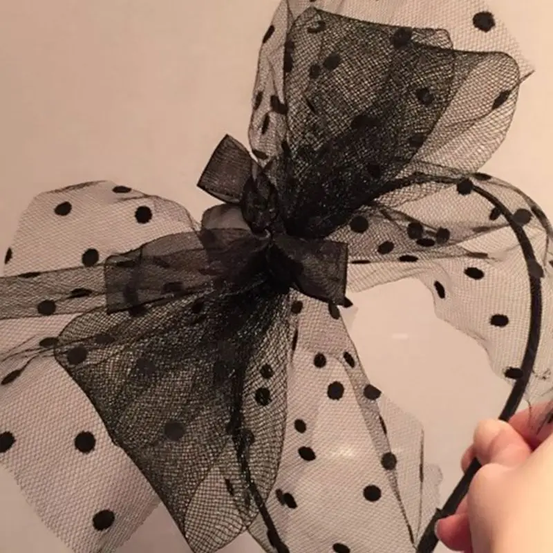 Женские винтажные чайные вечерние шляпки в крупный горошек повязка на голову с