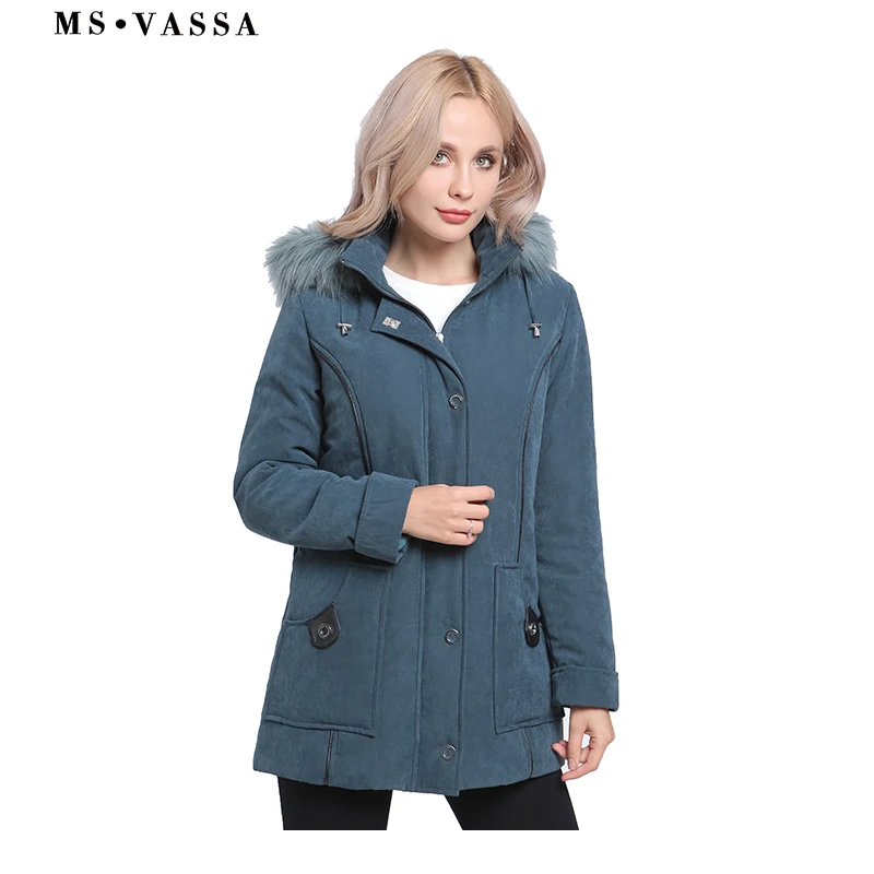 MS VASSA парки 2018 г. женские новые зимние куртки плюс размер 5XL 7XL съемный капюшон