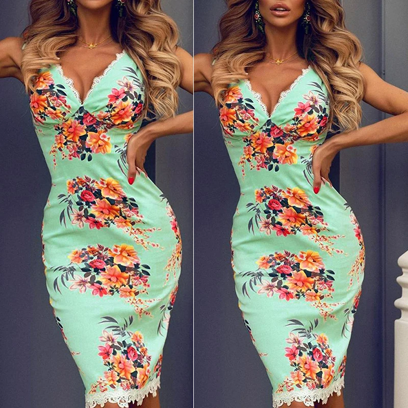 Женские летние платья сексуальное платье с печатным рисунком праздничное