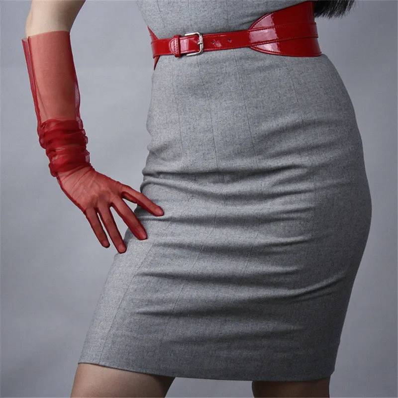 wine red Модные женские горячие продажи черные перчатки из сетки 70 см кружева Марли супер длинные перчатки с сенсорным экраном TBWS02 - Цвет: wine red