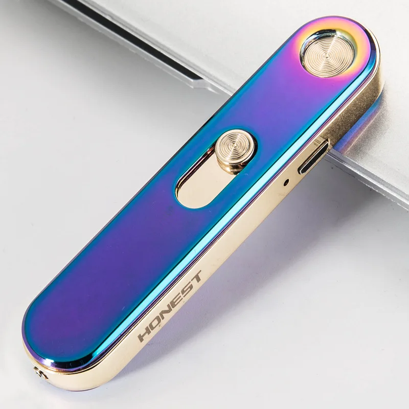 1 Новейшая USB дуговая Зажигалка металлическая ветрозащитная перезаряжаемая Зажигалка для сигарет беспламенная электрическая многоцветная красиво упакованная коробка - Цвет: 1