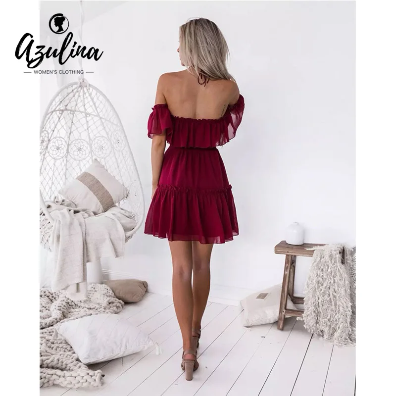 ZAFUL с открытыми плечами короткий рукав Сексуальная спинки слоистых шифоновое
