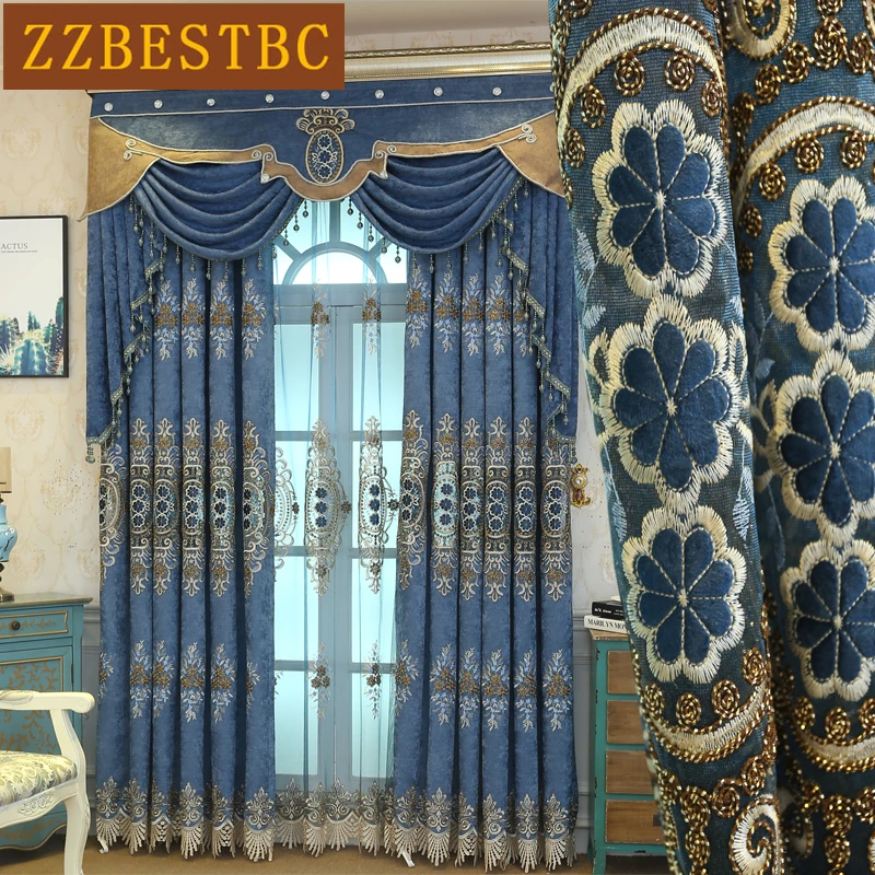 Топ Европейский коричневый роскошная вилла вышитые затемненные шторы для