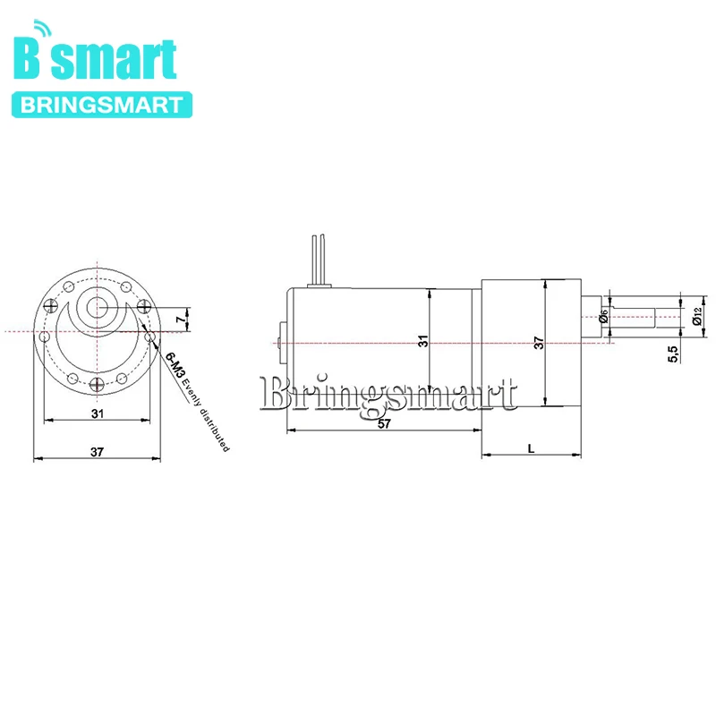 Bringsmart DC мотор-редуктор 12 вольт редуктор двигатель высокая скорость высокий крутящий момент Реверсивный 24 В DC реверсивный редуктор JGB37-3157