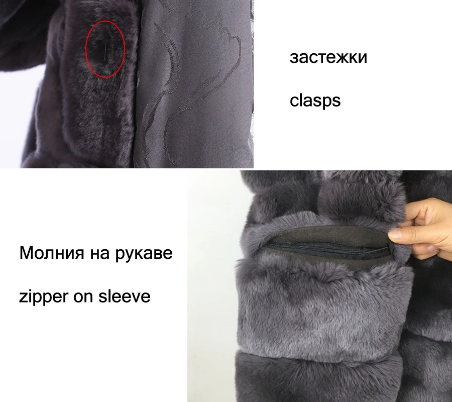 LIYAFUR дизайн длинные Рекс кролика с капюшоном пальто для Для женщин зимние теплые модные меховым капюшоном пальто куртка натуральная меховая верхняя одежда