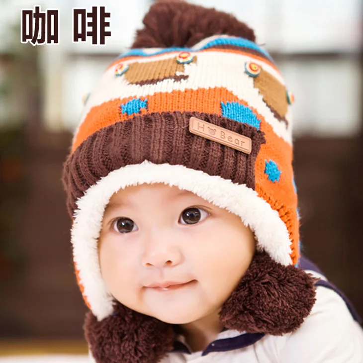 2019 Winter New Korea Knitted Plus Velvet Earmuffs to Keep Warm Baby Hat 0-5 Years Child Boy Girl | Детская одежда и обувь