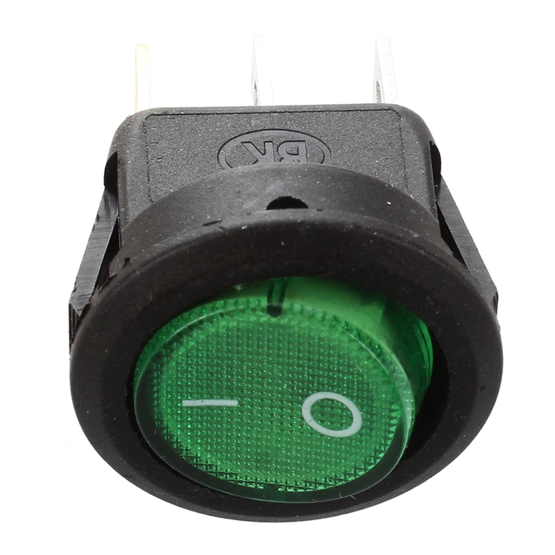 5 шт. 3 Pin SPST Зеленый неоновый свет Вкл/Выкл круглый Кулисный Переключатель AC 6A/250В