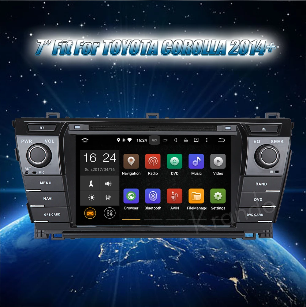 Krando Android 9 0 7 "автомобильное радио gps dvd плейер для toyota corolla 2014 2015 2016