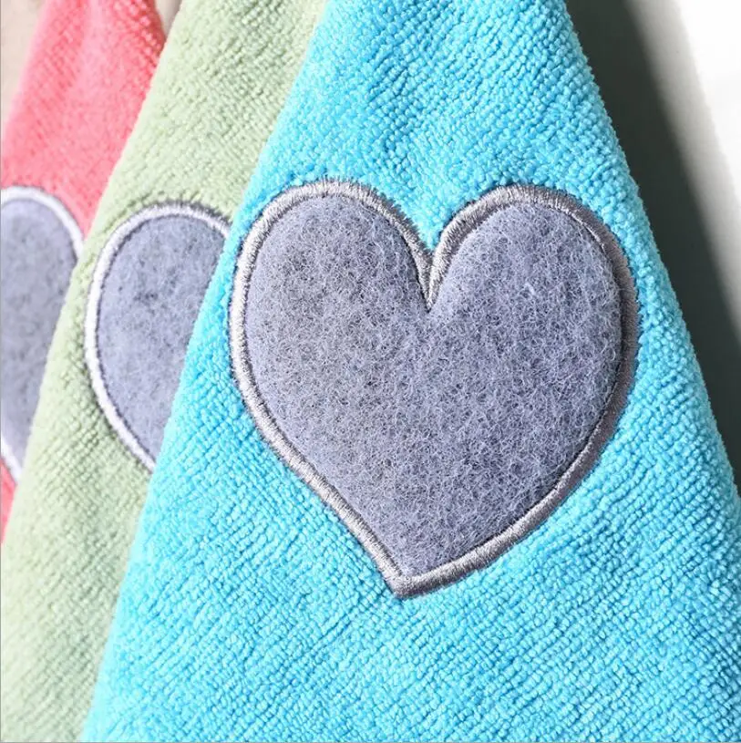 Love Heart microfiber glass dish beatch Hand towel Quick Dry accessories cleaning kitchen Home bathroom washing hanging bath | Дом и сад
