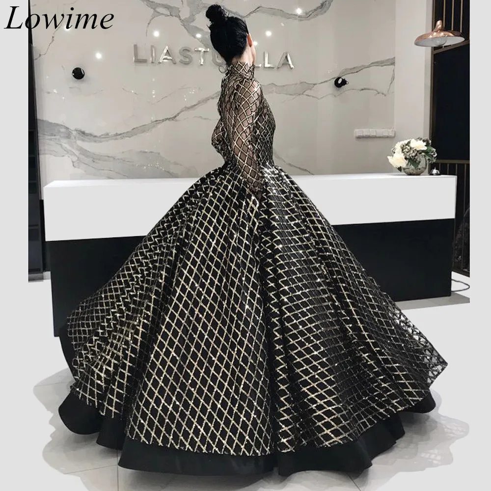 New Arrival Arabic Long Prom Dresses 2019 High Neck Long Sleeves Floor-Length Formal Cocktail Prom Party Gowns Illusion Vestidos