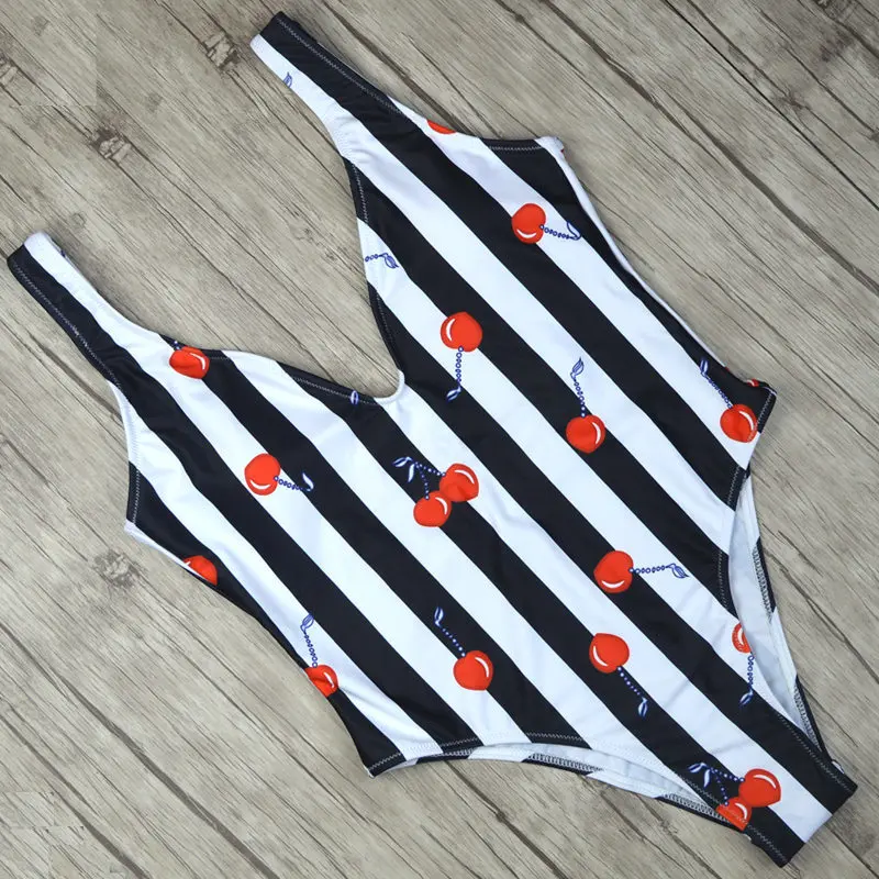 Полосатый купальник с высоким вырезом 2018 сексуальный женский цельный плавленый
