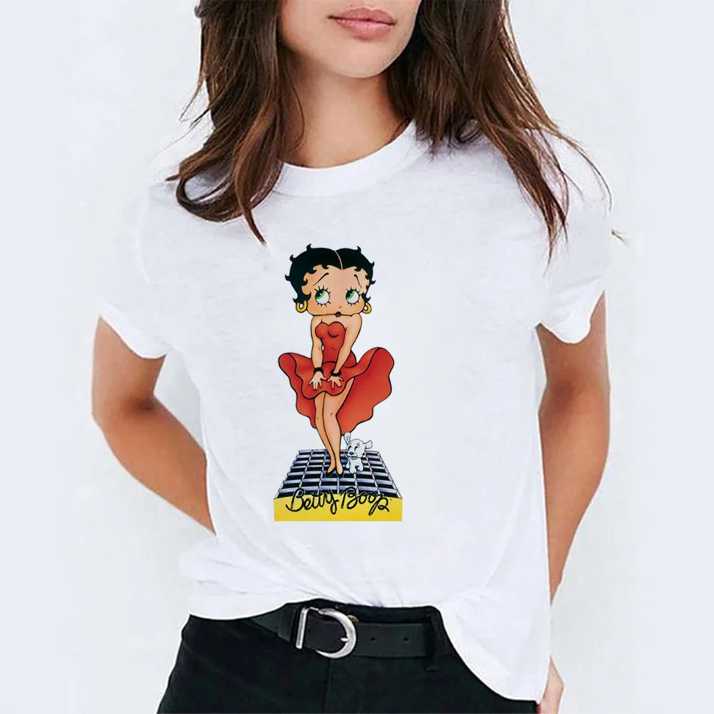 WH Женская летняя футболка Betty boop, модная женская футболка tumblr из хлопка с коротким рукавом, подарок для вашей девушки, vogue femme - Цвет: WH