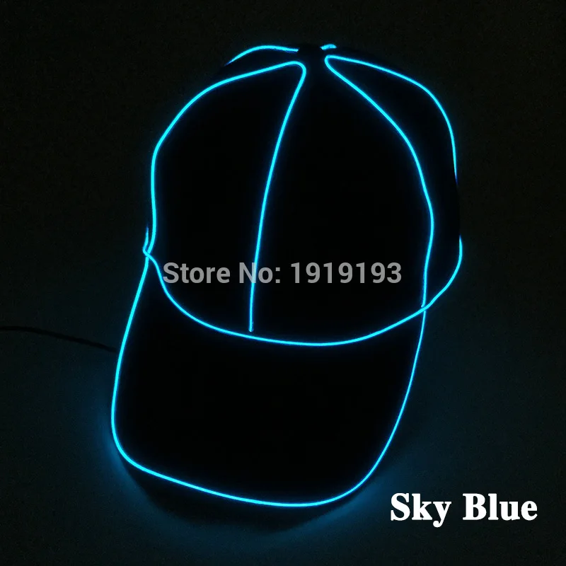 Sky Blue Топ продаж сверкающие неоновые светодиодные полосы трубы Рождественский колпачок светильник EL Wire мерцающий спортивный головной убор для флуоресцентный танцевальный вечерние Декор - Испускаемый цвет: Sky Blue