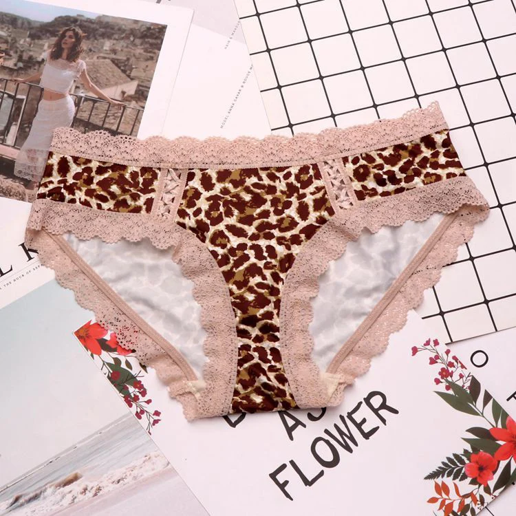 leopard SP& CITY, женское из молочного шелка, милое бесшовное нижнее белье, сексуальные, мягкие, кружевные, сексуальные трусики, леопардовые узоры, промежность, хлопковые трусы, танга, нижнее белье - Цвет: leopard