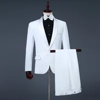 Latest Coat Pant Designs Cheap White Black Men Suit Prom Tuxedo Slim Fit 2 Piece Groom Wedding Suits For Men Custom Blazer
