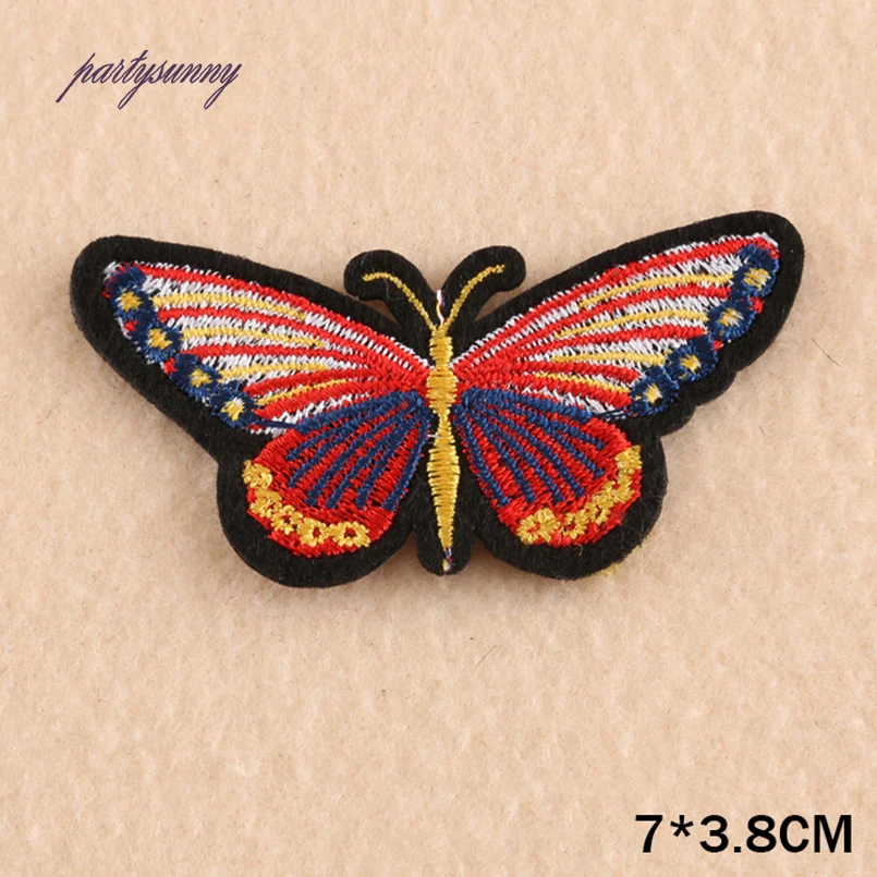 PF Вышивка Патчи Цветок Бабочка Parches Аппликация Утюг на Швейной Ткань Значки