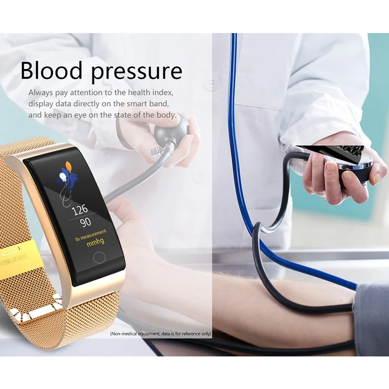 Металлический Смарт браслет с измерением пульса и давления|Смарт-браслеты| |