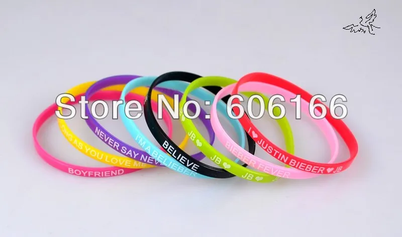 Смешанный горячий 96 шт 5 мм браслет Джастина Бибера силиконовый браслеты JB серьги