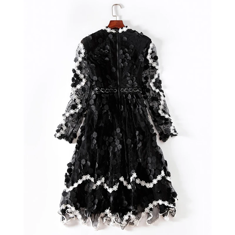 Осеннее Сетчатое платье с симпатичной аппликацией для женщин высокое качество