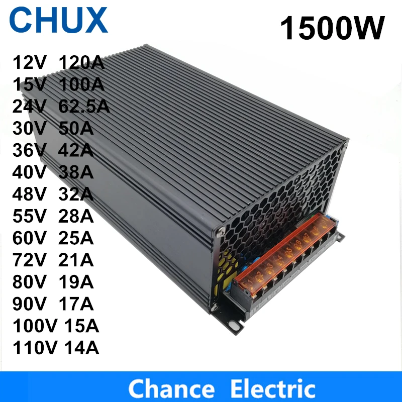 CHUX 12 В 15 в 24 36 40 48 55 60 72 80 90 100 110 1500 Вт импульсный блок питания для промышленного поля
