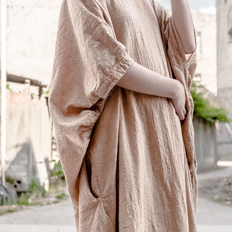 SCUWLINEN/2019 винтажное женское летнее платье стильное свободное средней длины плюс