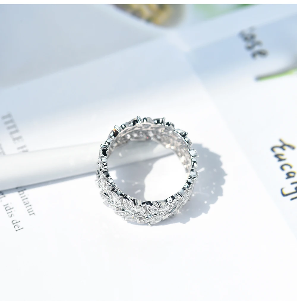 AULEEZE Роскошная сверкающая оправа 1,5 cttw Moissanite бриллиантовое кольцо Настоящее 14 к белое золото офисное женское кольцо
