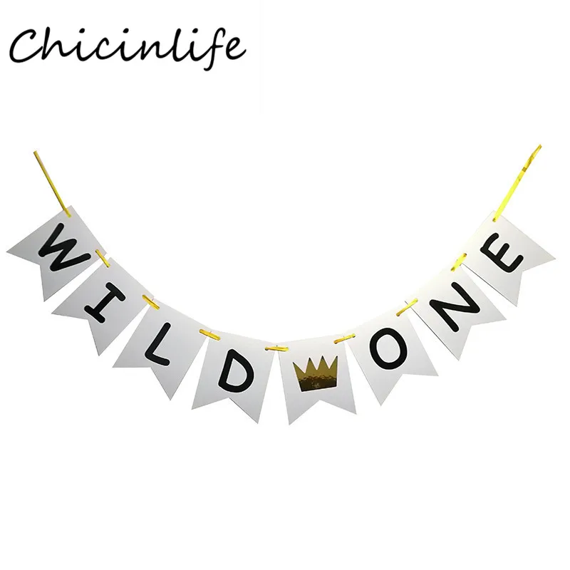 Chicinlife 1 комплект баннер Wild One для вечеринки в честь Дня Рождения гирлянда первого