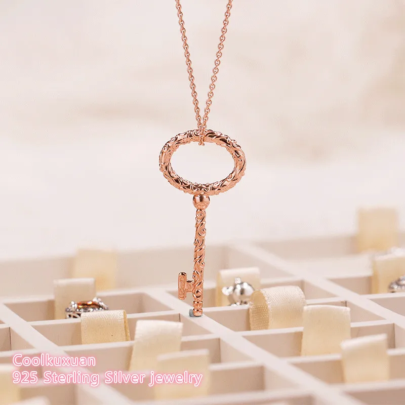 

Autumn 100% Original 925 Sterling Silver Regal Key Necklace, Rose Gold For Women Jewelry