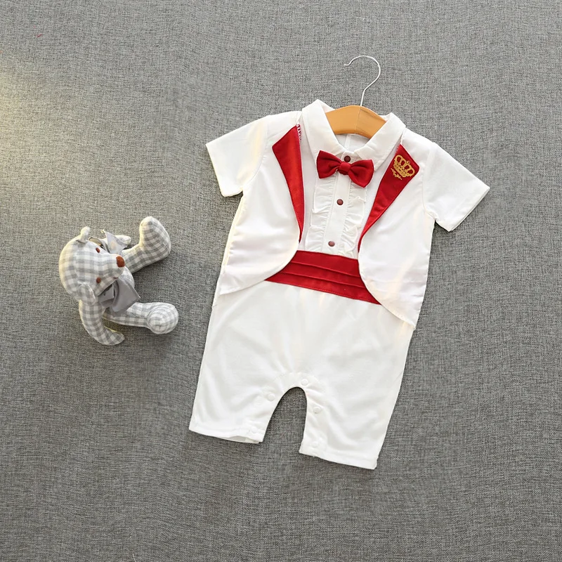 NNW/летние Крестильные костюмы с короткими рукавами и галстуком-бабочкой для